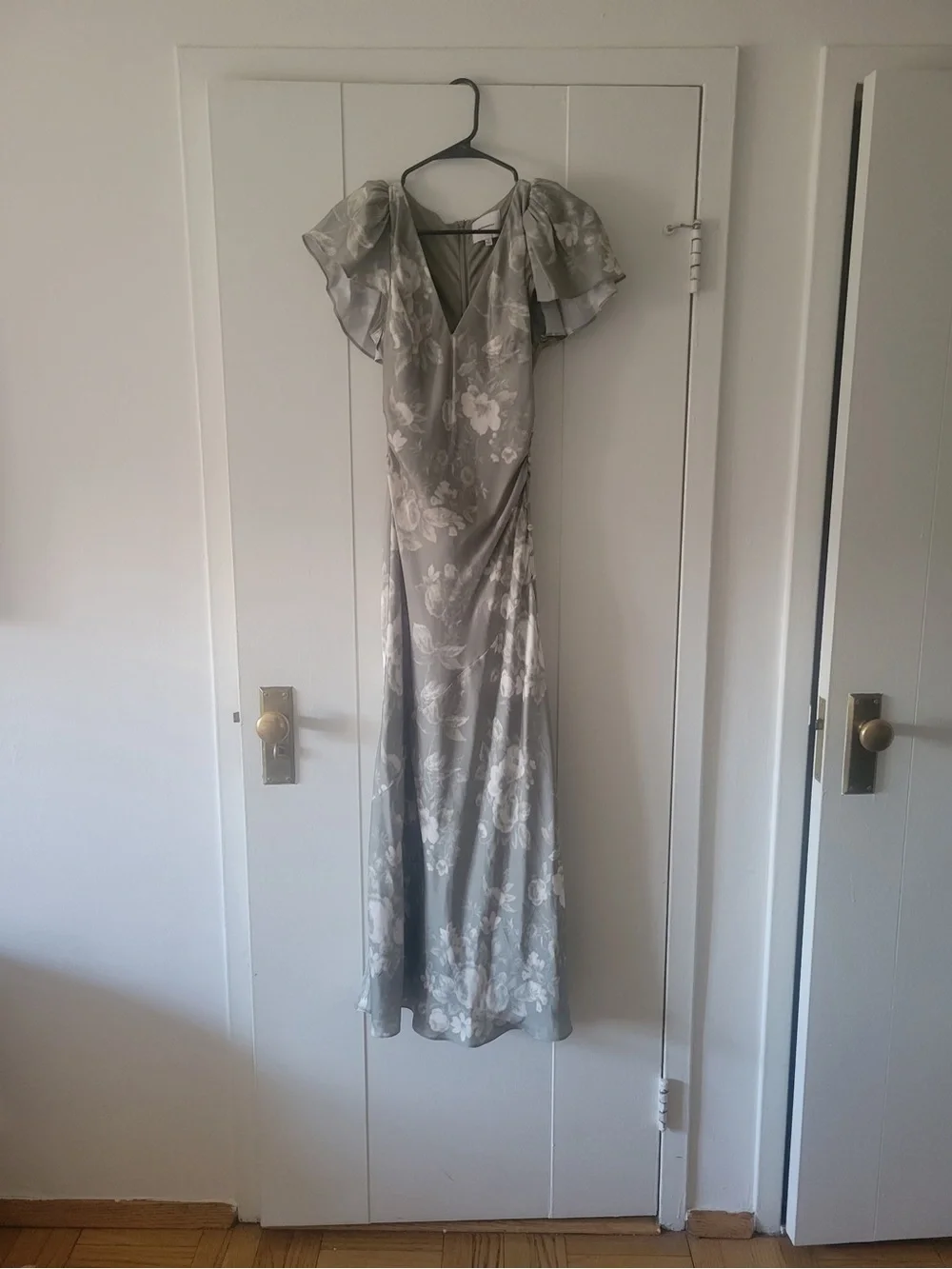 Reformation Vida Satin Dress Green - Size 0 - Picture 3 of 4